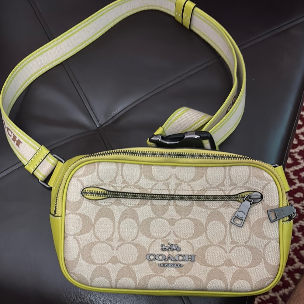 Coach Beige and Green Crossbody Bag
